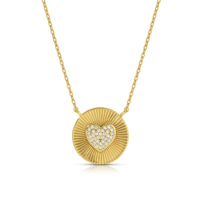 Cubic Zirconia Heart Burst Medallion