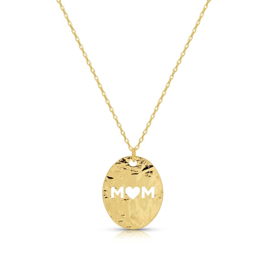 MOM Gilded Cut-Out Pendant Necklace