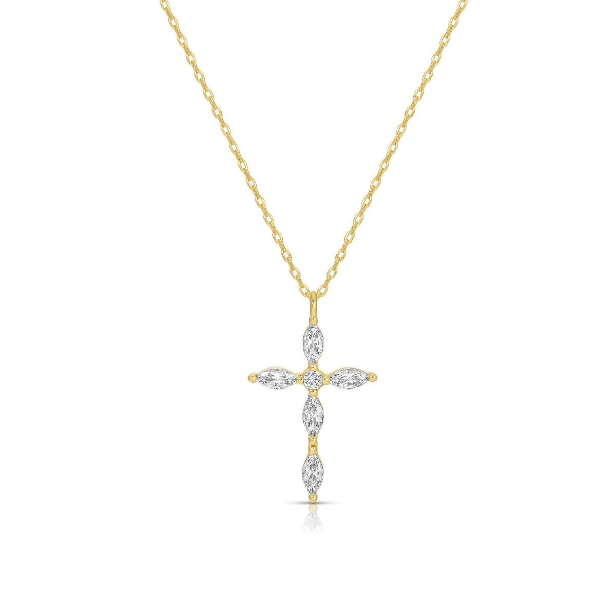 Classic Devotion: Delicate Cubic Zirconia Cross Necklace