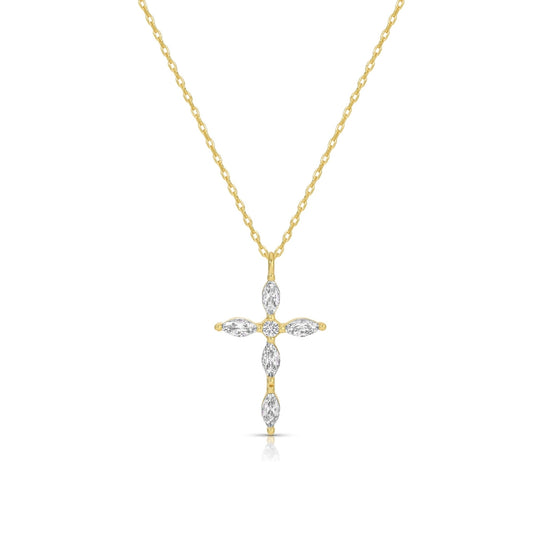 Classic Devotion: Delicate Cubic Zirconia Cross Necklace