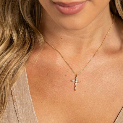 Classic Devotion: Delicate Cubic Zirconia Cross Necklace