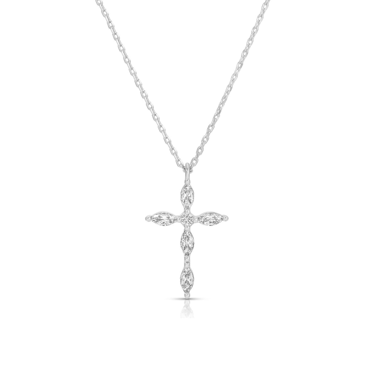 Classic Devotion: Delicate Cubic Zirconia Cross Necklace