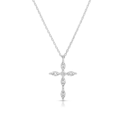 Classic Devotion: Delicate Cubic Zirconia Cross Necklace