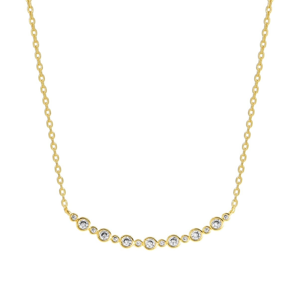 Curved CZ Pendant Necklace