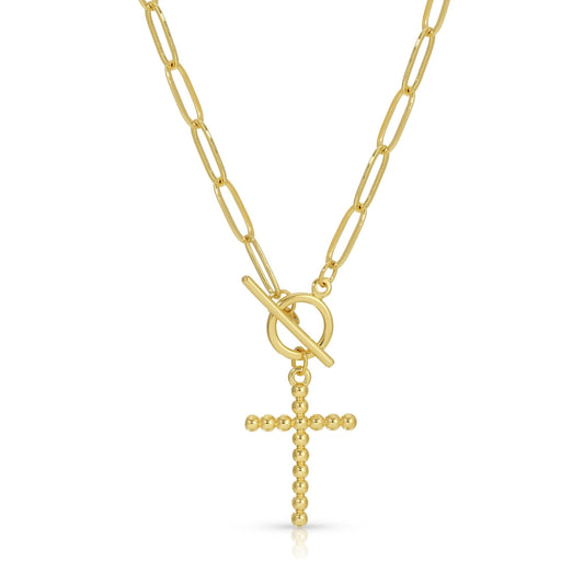 Cross Necklace with Toggle Closure