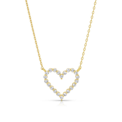Delicate Heart Pendant with CZ Necklace