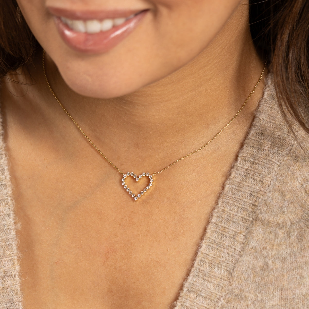 Delicate Heart Pendant with CZ Necklace