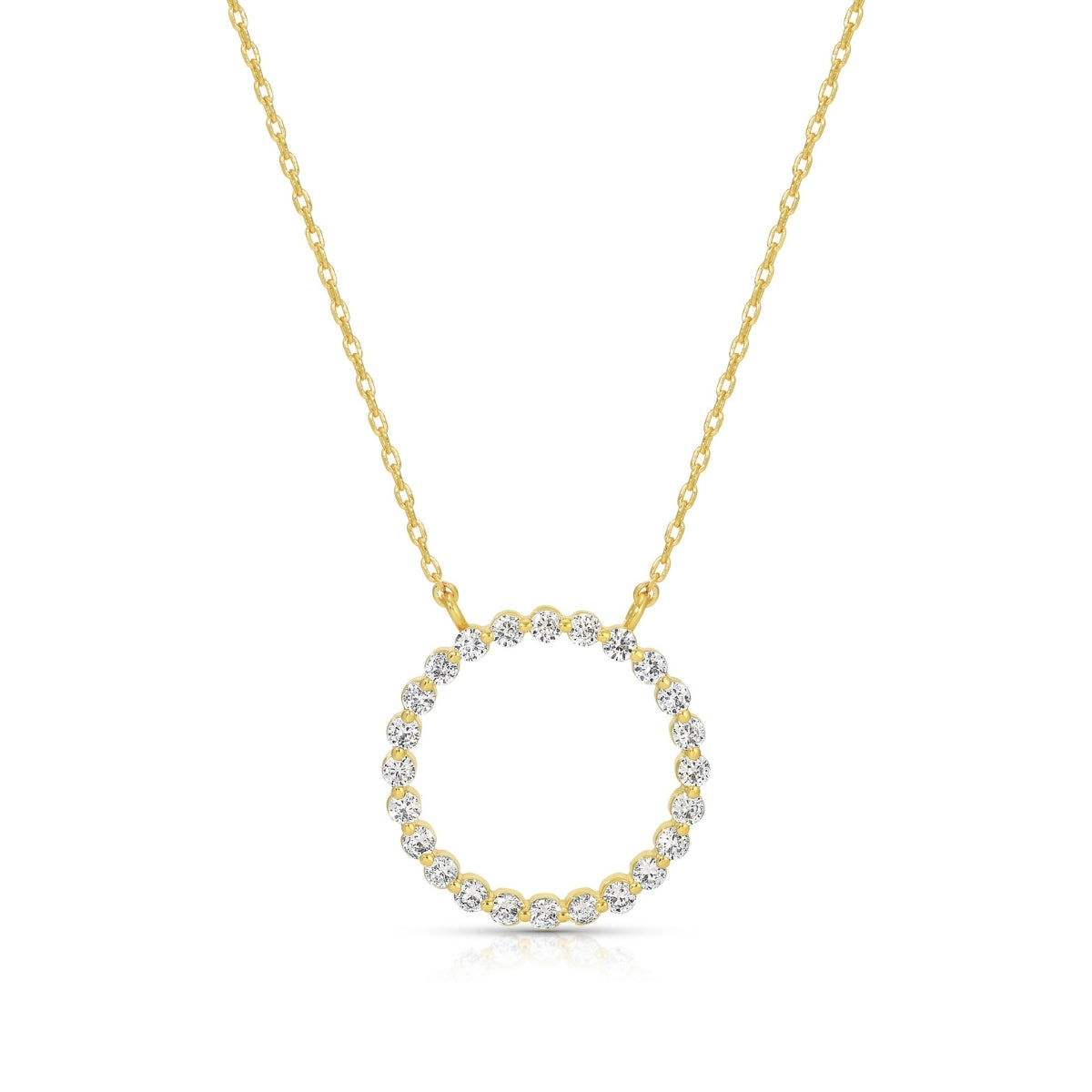 Delicate Open Circle Pendant with CZ Necklace