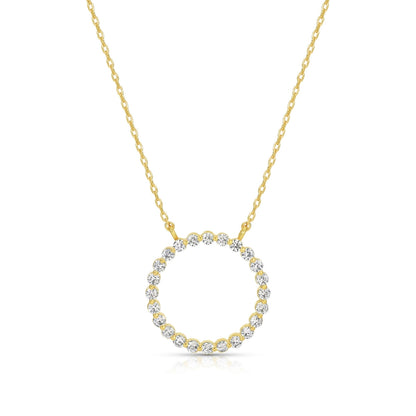 Delicate Open Circle Pendant with CZ Necklace