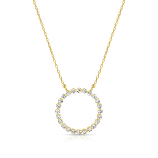 Delicate Open Circle Pendant with CZ Necklace