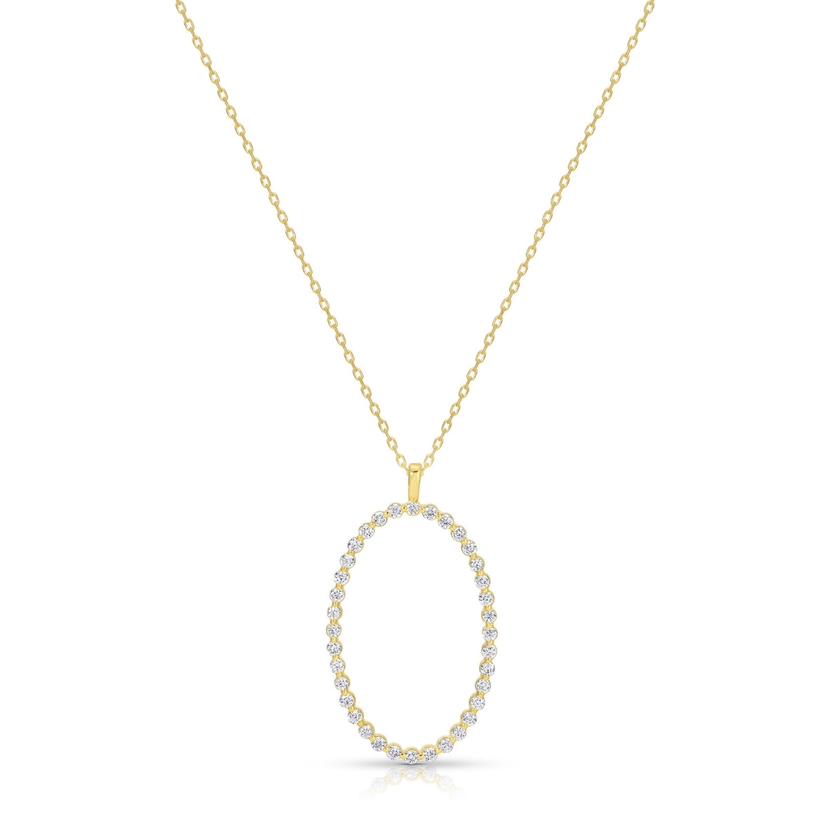 Delicate Oval Pendant with CZ Necklace