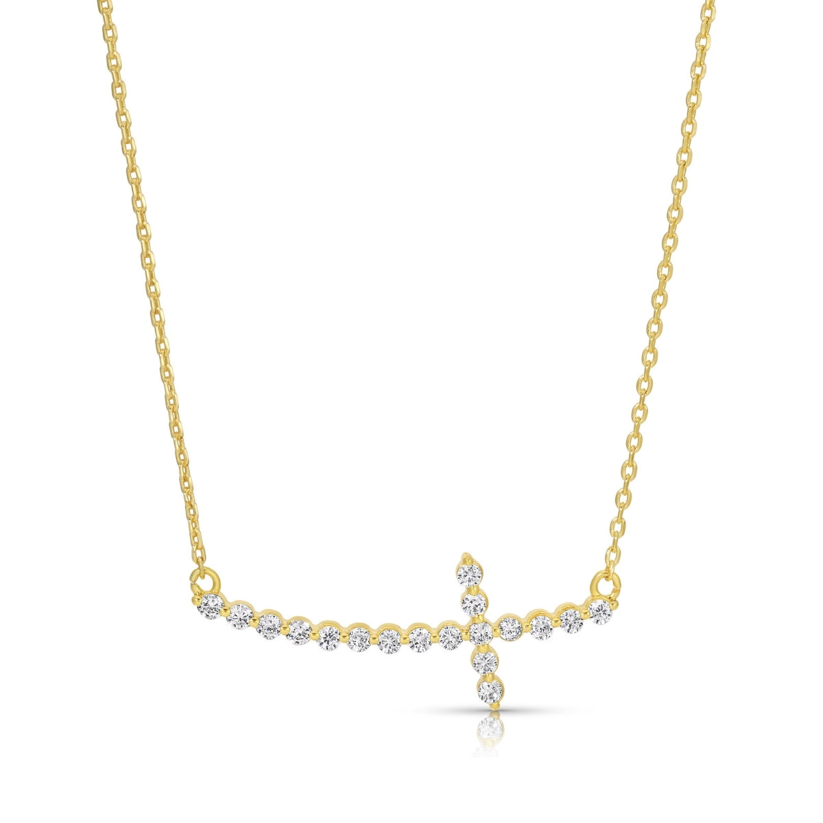 Delicate Cross Pendant with CZ Necklace