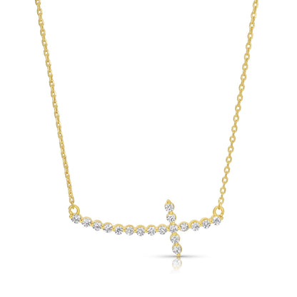 Delicate Cross Pendant with CZ Necklace