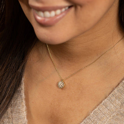 Delicate Shimmering Volleyball Pendant Necklace