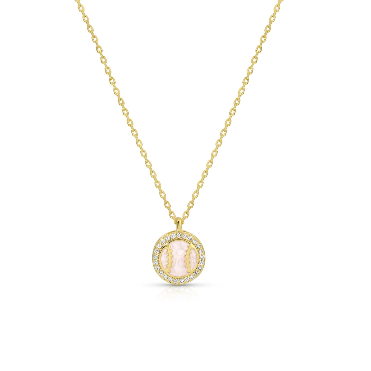 Delicate Shimmering Baseball Pendant Necklace