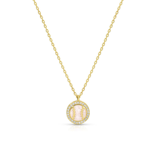 Delicate Shimmering Baseball Pendant Necklace
