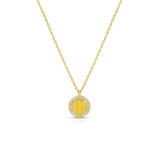 Delicate Shimmering Softball Pendant Necklace