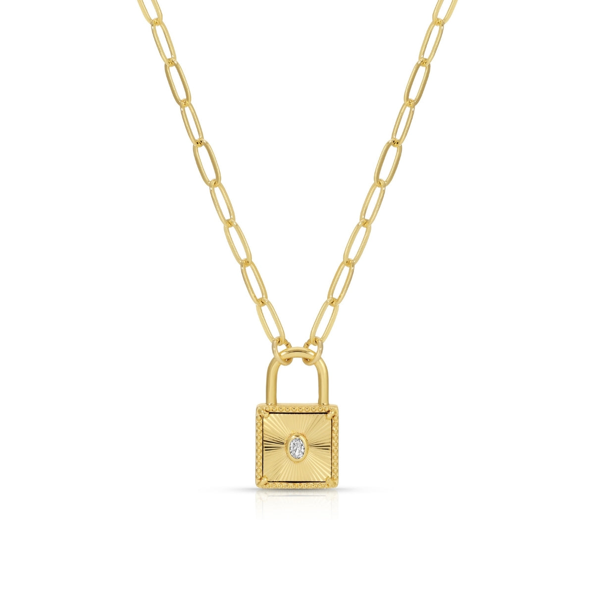 CZ and Lock Burst Pendant Necklace