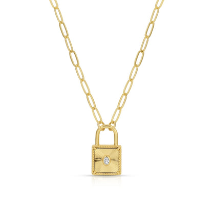 CZ and Lock Burst Pendant Necklace
