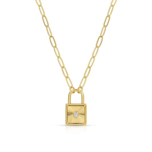 CZ and Lock Burst Pendant Necklace