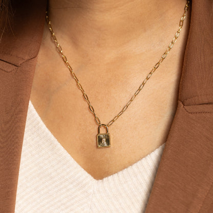 CZ and Lock Burst Pendant Necklace