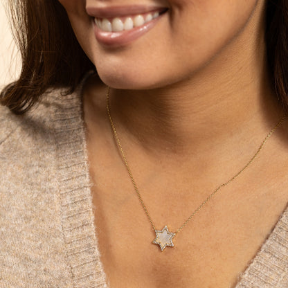 Delicate Pavé Star of David Pendant Necklace