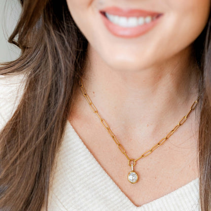 Large Cubic Zirconia Paperclip Necklace, Water-Resistant