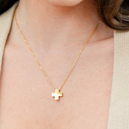 Balanced Cross Pendant Necklace, Water-Resistant