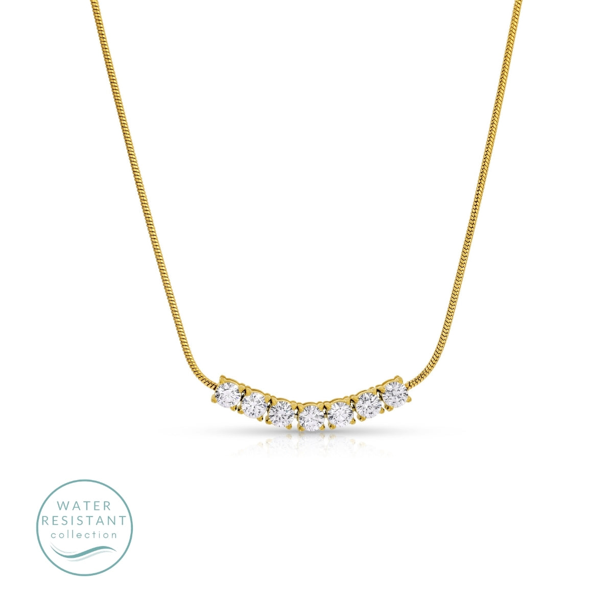 Simple Cubic Zirconia Row Necklace, Water-Resistant