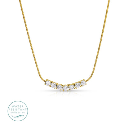 Simple Cubic Zirconia Row Necklace, Water-Resistant