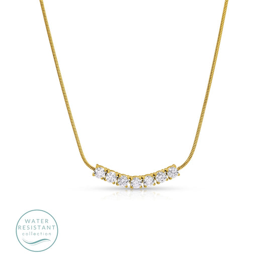 Simple Cubic Zirconia Row Necklace, Water-Resistant