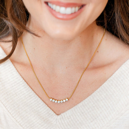 Simple Cubic Zirconia Row Necklace, Water-Resistant