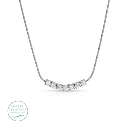 Simple Cubic Zirconia Row Necklace, Water-Resistant
