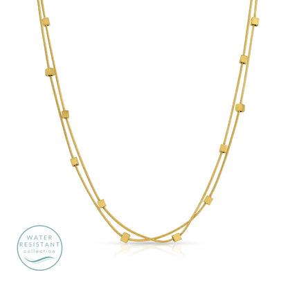 Layered Square Bead Necklace, Water-Resistant