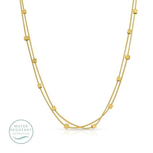 Layered Square Bead Necklace, Water-Resistant