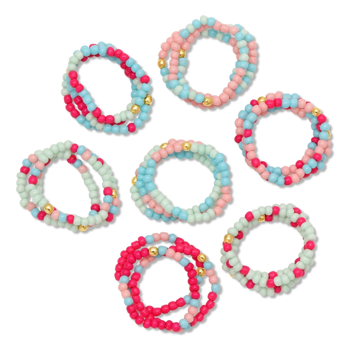 Set/24 Assorted Color 2mm Stretch Seed Bead Rings