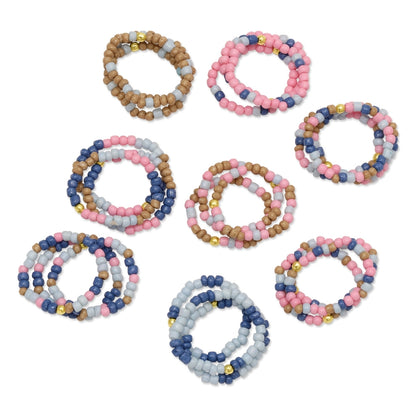 Set/24 Assorted Color 2mm Stretch Seed Bead Rings