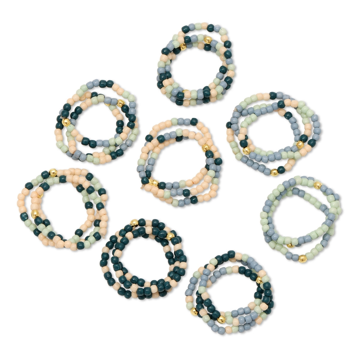 Set/24 Assorted Color 2mm Stretch Seed Bead Rings