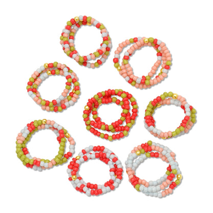 Set/24 Assorted Color 2mm Stretch Seed Bead Rings