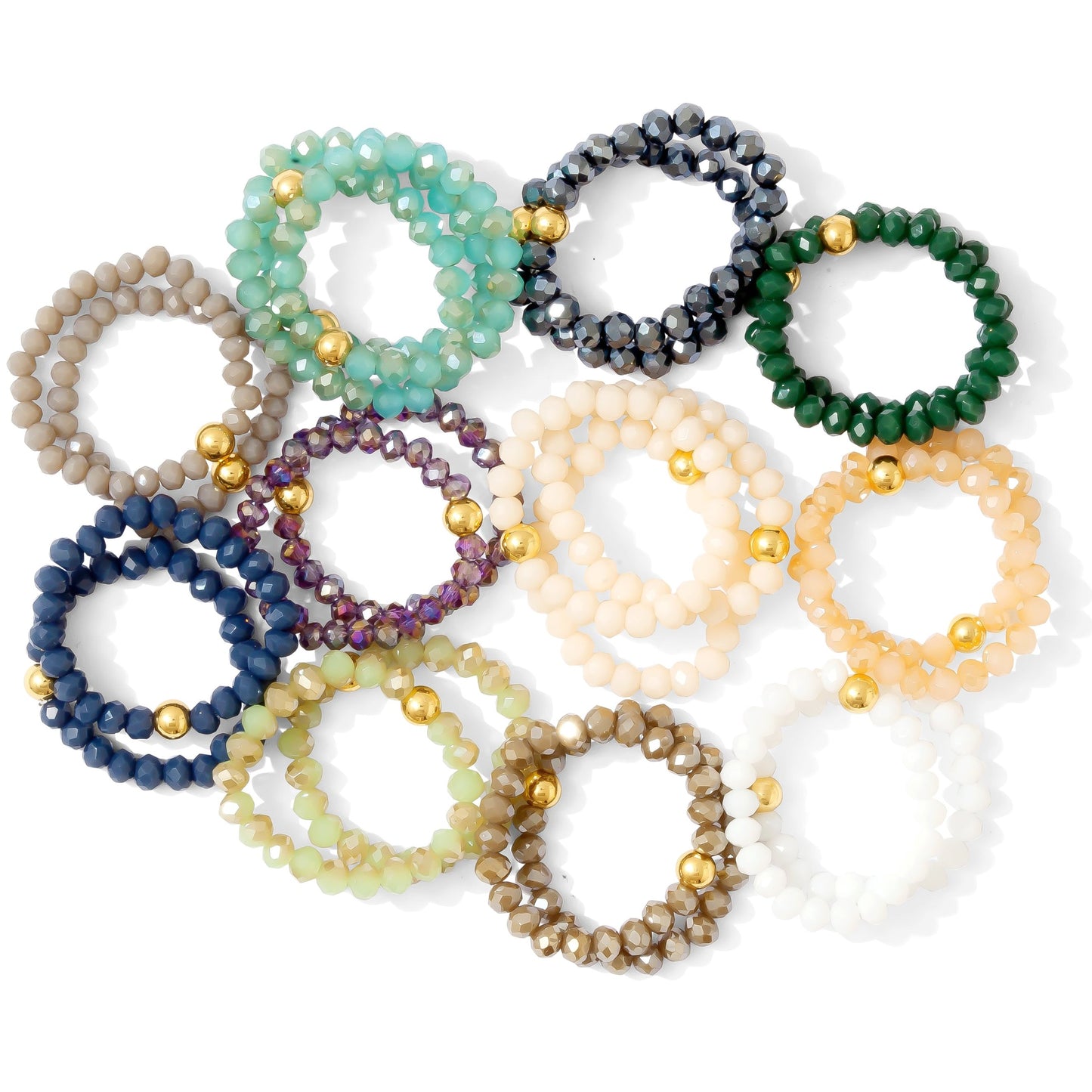 Set/24 Stretch Crystal Rings