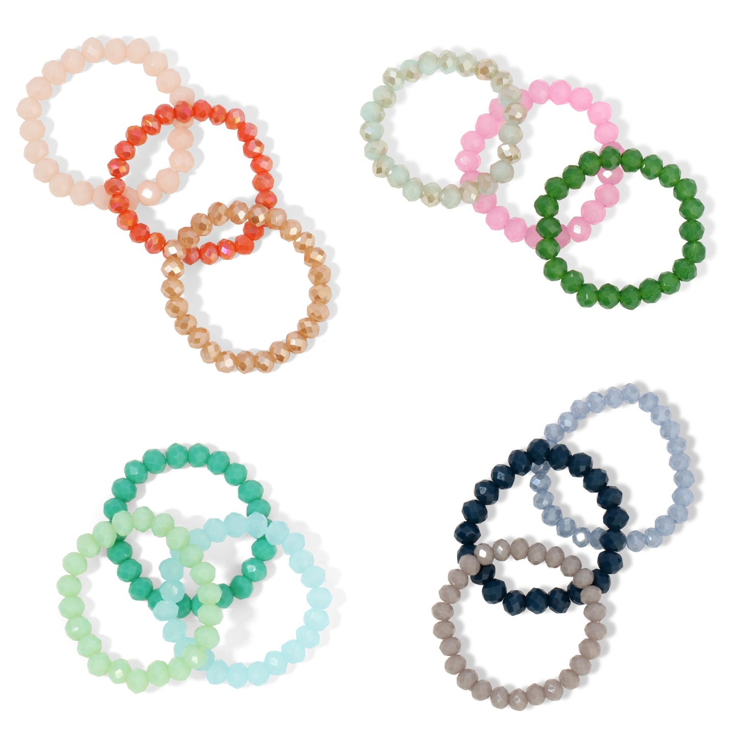 Pack of 8 (Set/3 Crystal Rings)
