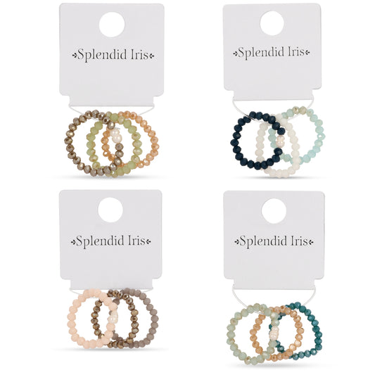 Pack of 8 (Set/3 Crystal & Pearl Rings)