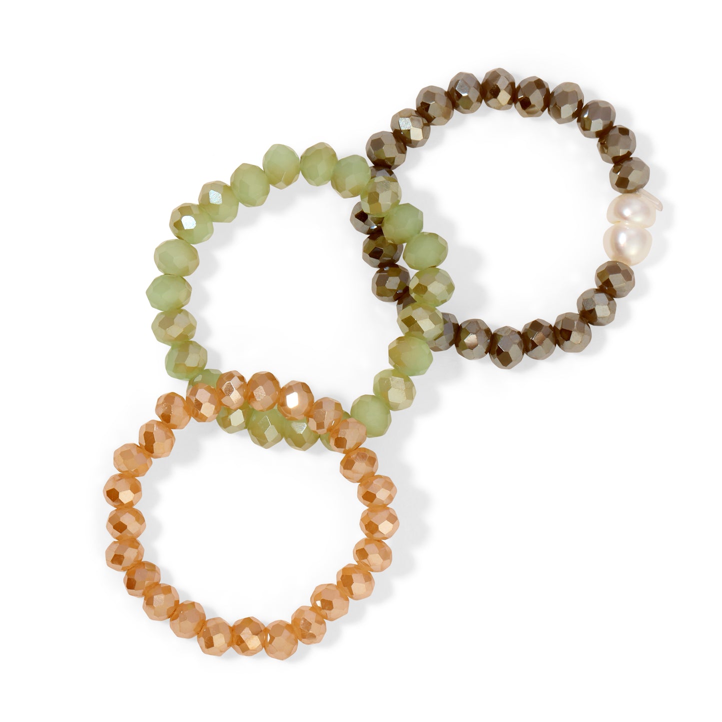 Pack of 8 (Set/3 Crystal & Pearl Rings)