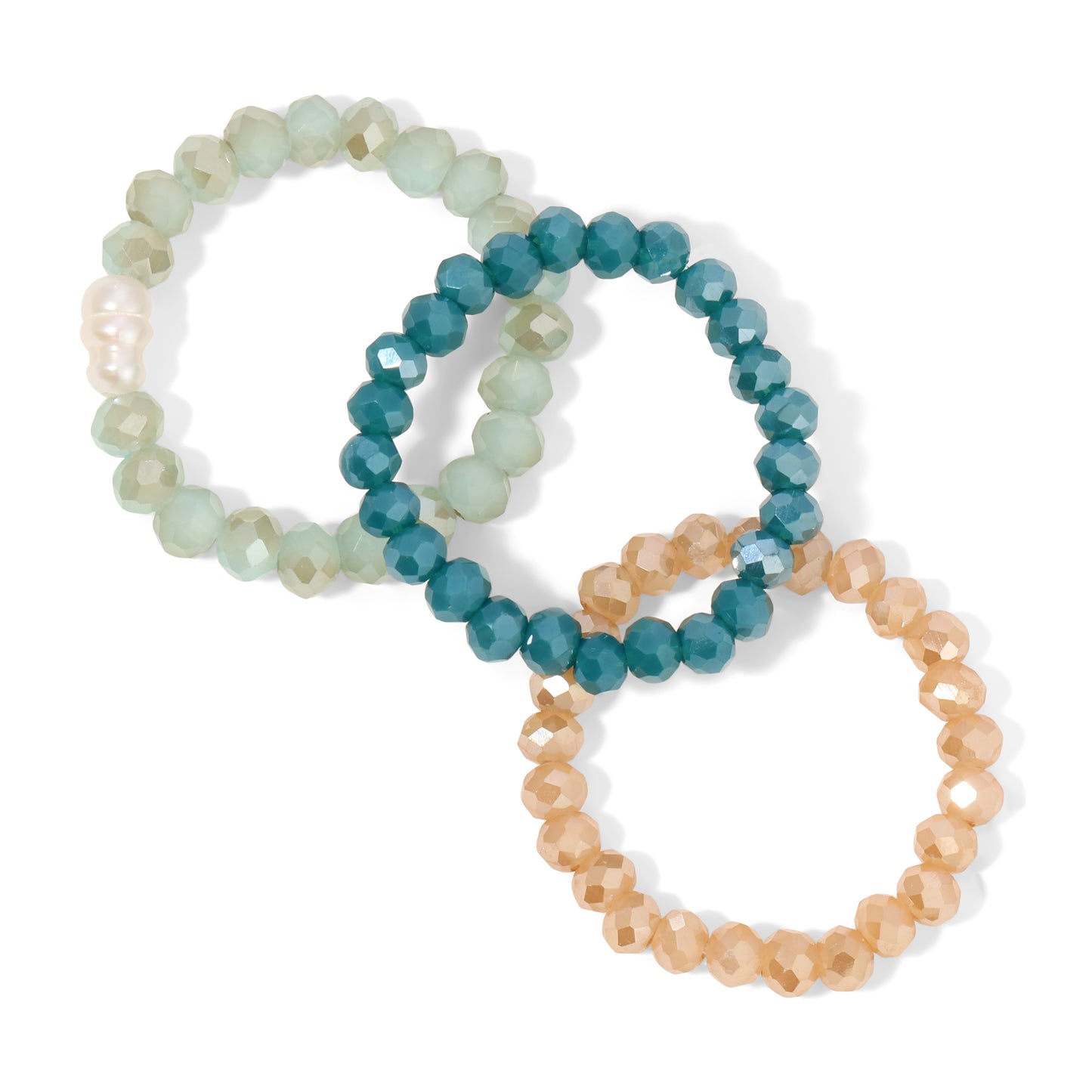 Pack of 8 (Set/3 Crystal & Pearl Rings)