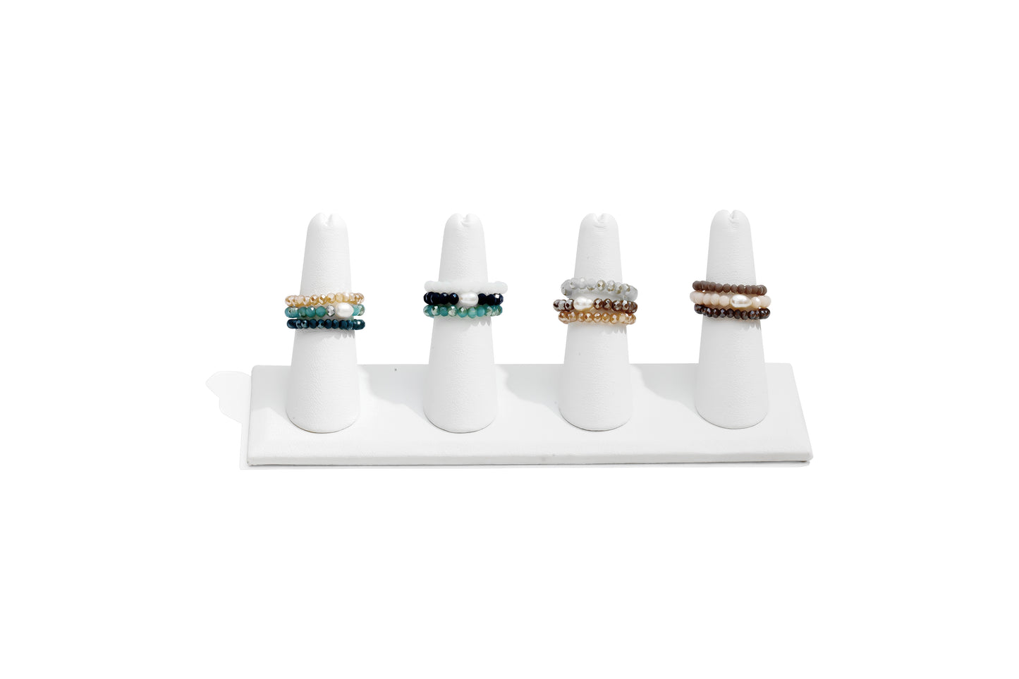 Pack of 8 (Set/3 Crystal & Pearl Rings)