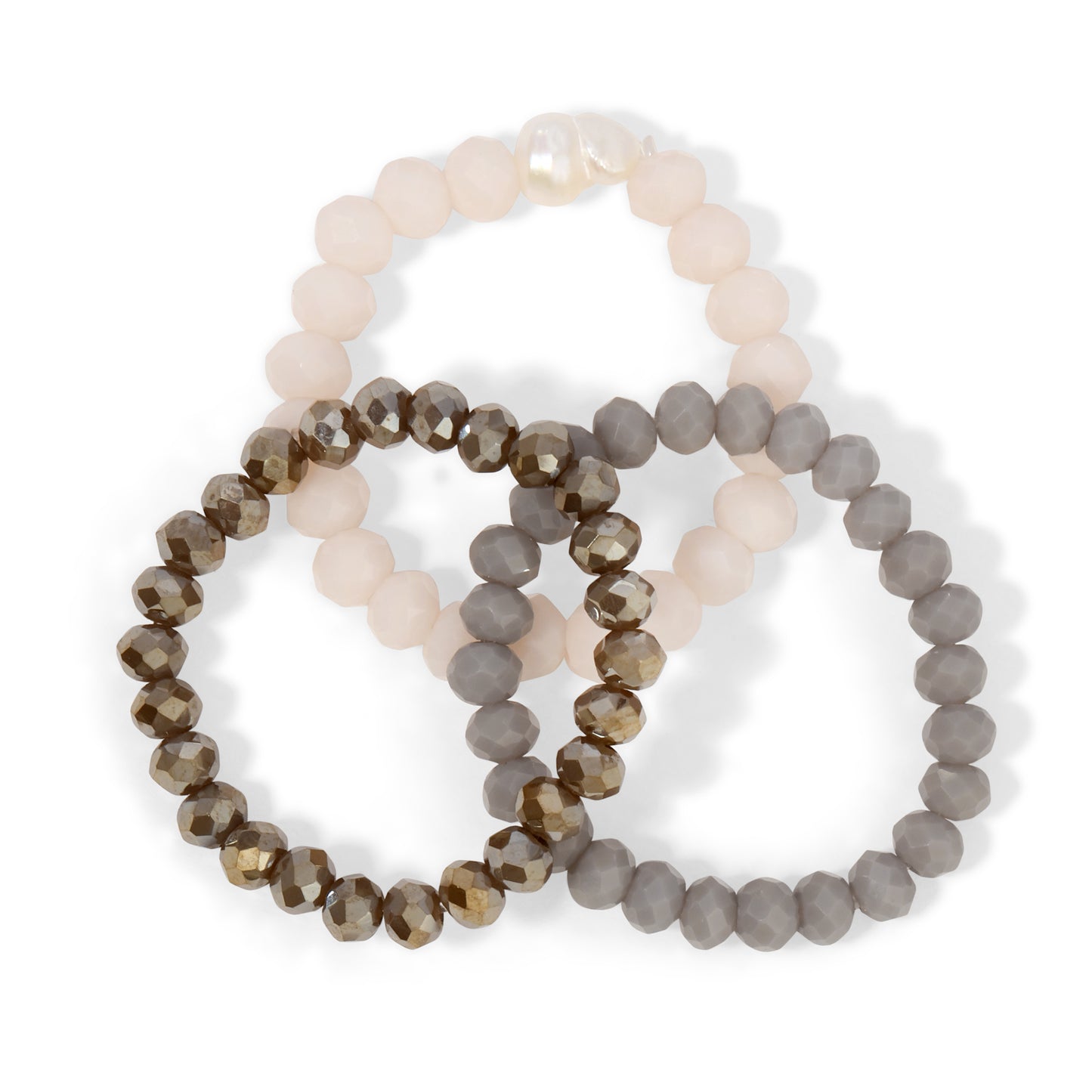 Pack of 8 (Set/3 Crystal & Pearl Rings)