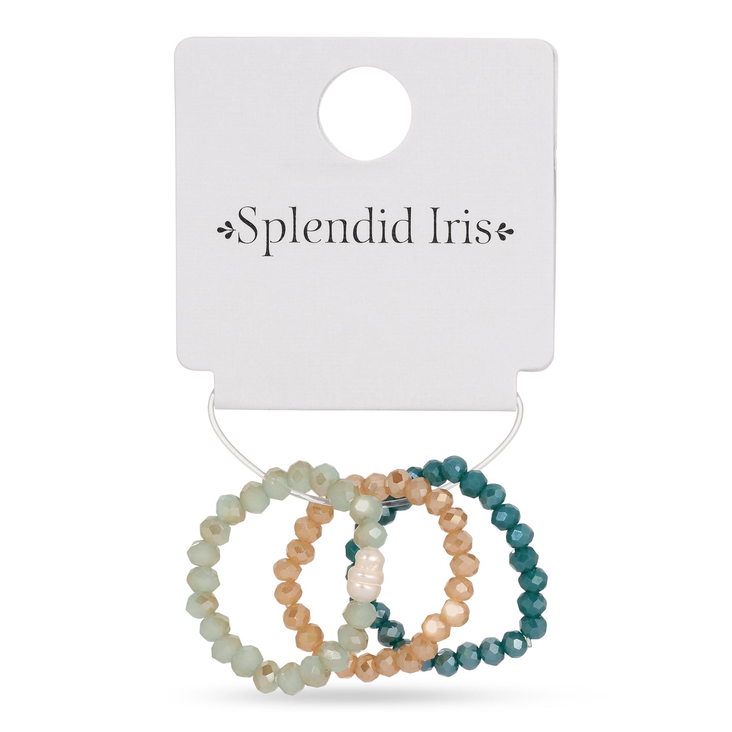 Pack of 8 (Set/3 Crystal & Pearl Rings)