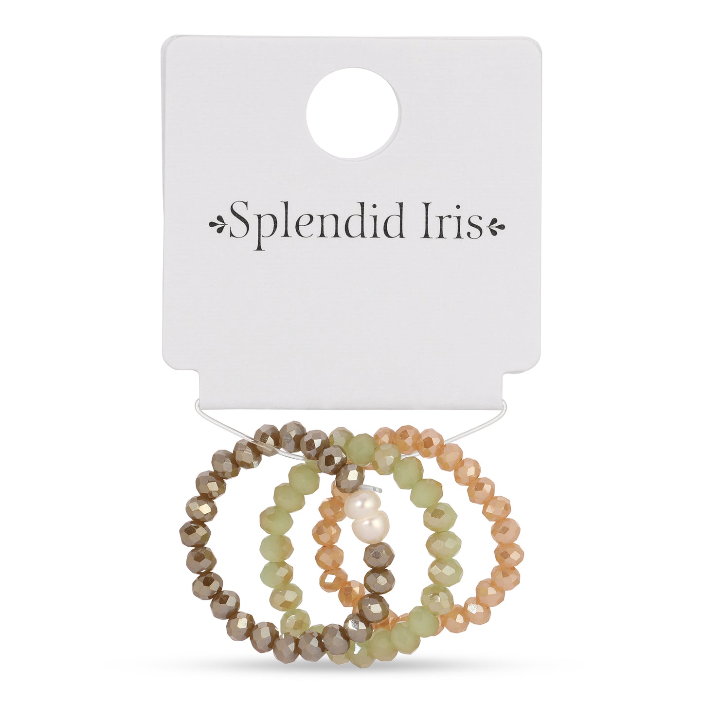 Pack of 8 (Set/3 Crystal & Pearl Rings)