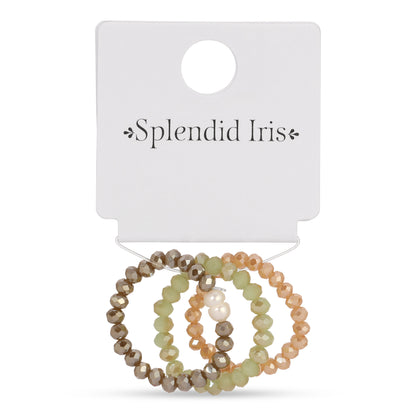 Pack of 8 (Set/3 Crystal & Pearl Rings)