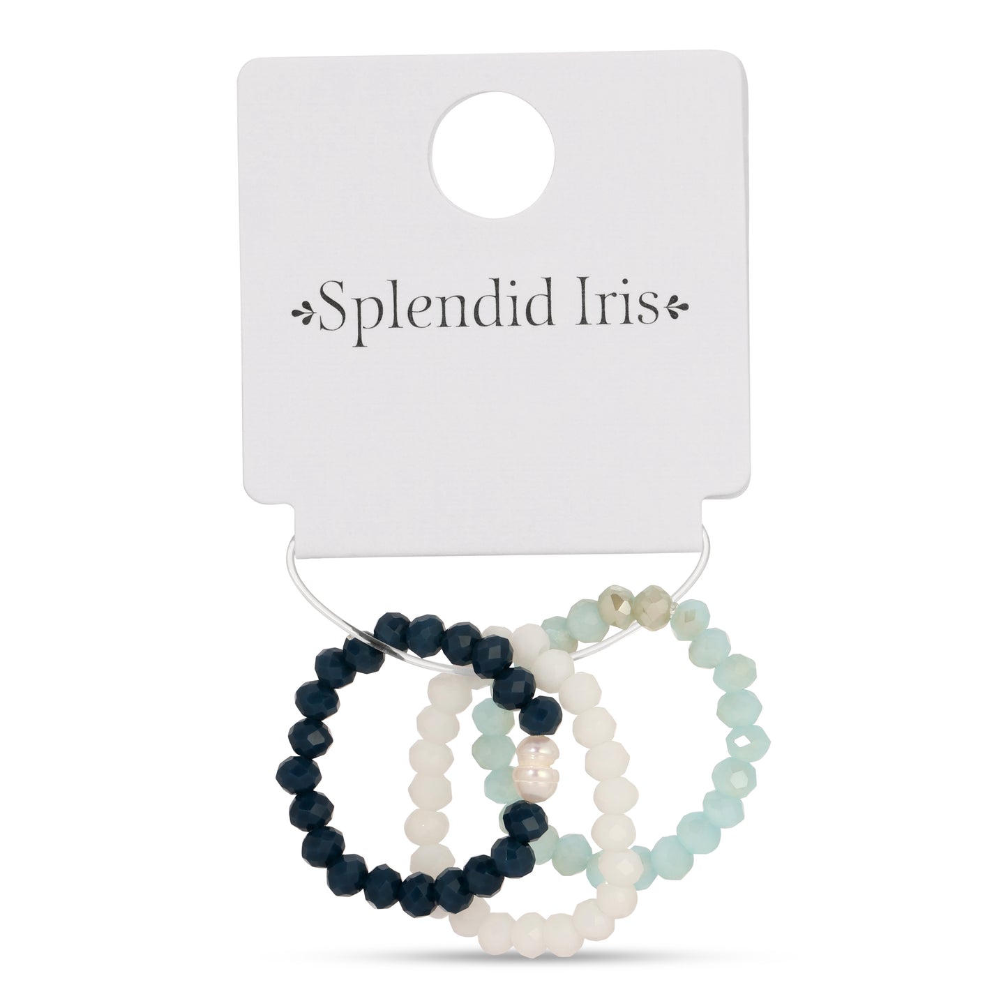 Pack of 8 (Set/3 Crystal & Pearl Rings)